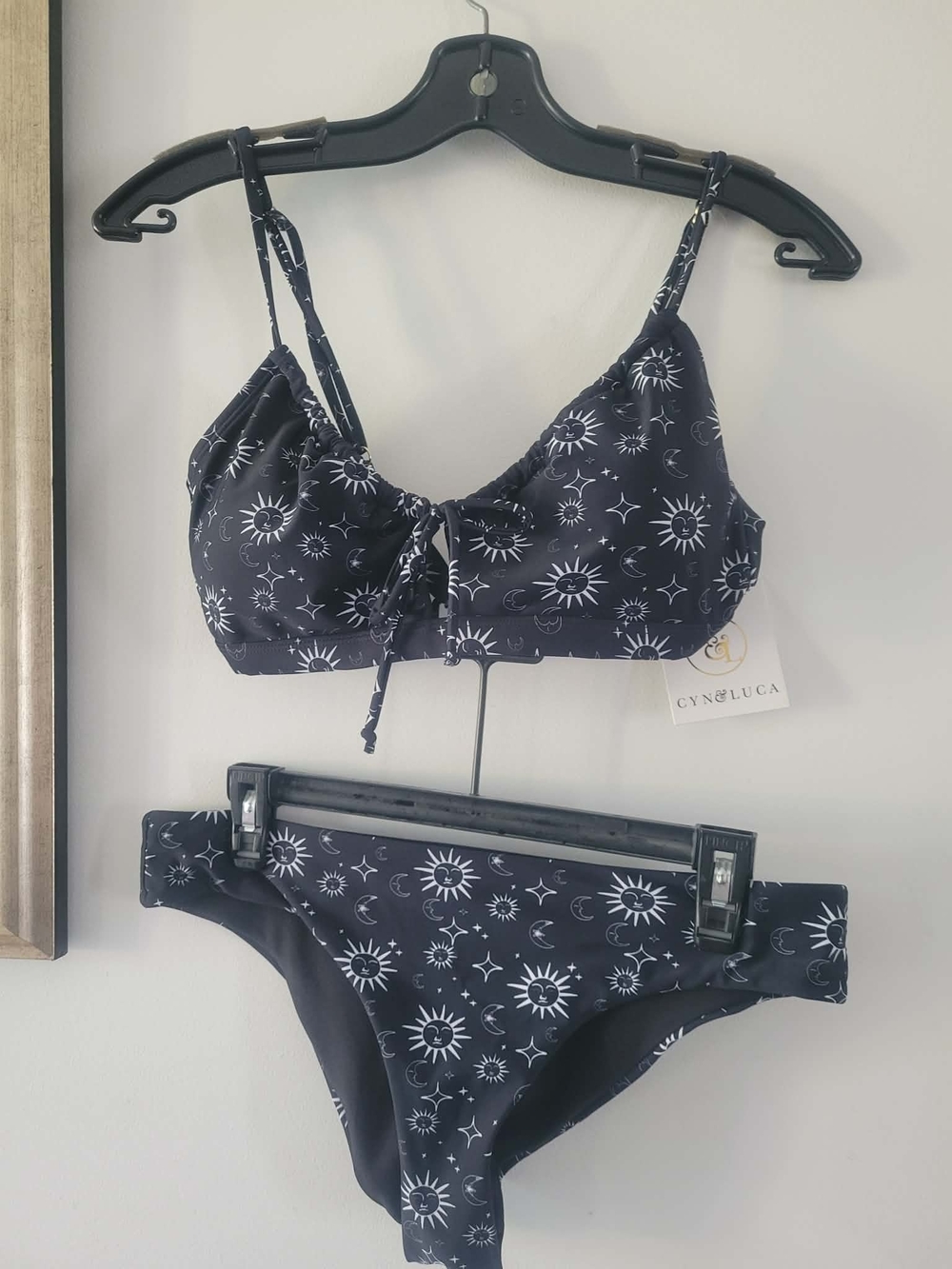 CYN & LUCA Black Sun Print Tie-Front Bikini